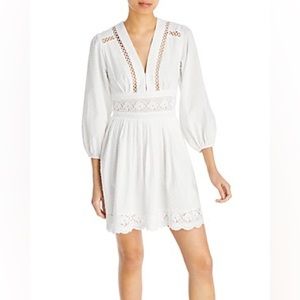 AQUA Cotton Embroidered Mini Dress